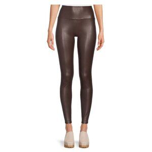 Sexy Size S Chocolate Brown Faux Leather Full Length Leggings Shiny Stretch Pant